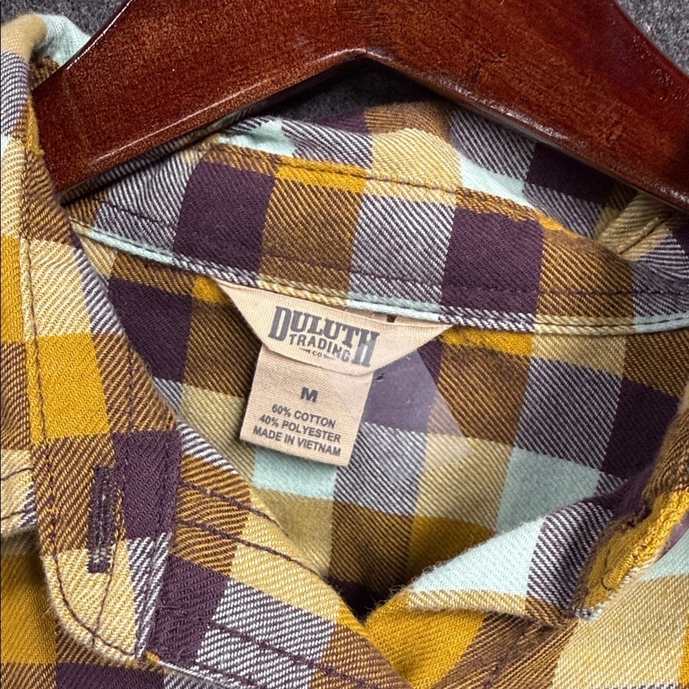 Duluth Trading Co Yellow and Brown Plaid Shirt - Picture 2 of 5
